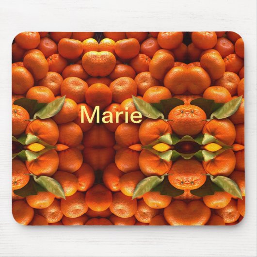 Einfache orange Frucht mit Namen minimal benutzerd Mousepad (Vorne)