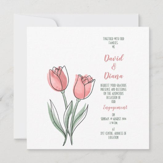 einfache orange Hochzeitseinladung (Vorderseite)