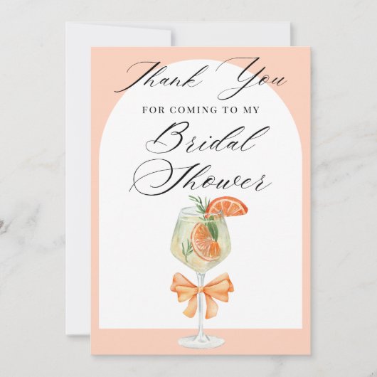 Einfache Orange-Liebe im ersten Spritz-Brautparty Dankeskarte (Vorderseite)