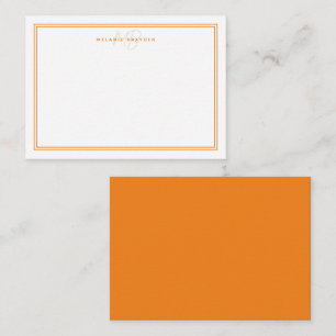 Einfache Orange-Minimalistische Monogramm-Zwei-Gre Mitteilungskarte