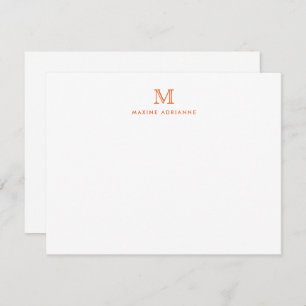 Einfache Orange Modern Monogram Erstkarte Einladung