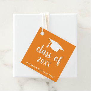 Einfache Orange Mortar Board Moderner Abschluss Geschenkanhänger