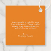 Einfache Orange Mortar Board Moderner Abschluss Geschenkanhänger (Rückseite)