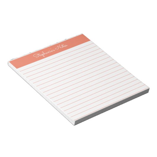 Einfache Orange Personalisiert Linke Notepad Notizblock (angewinkelt)