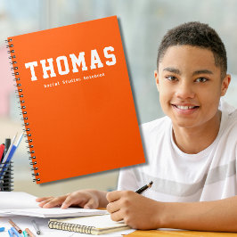 Einfache Orange Personalisiert School Notizblock