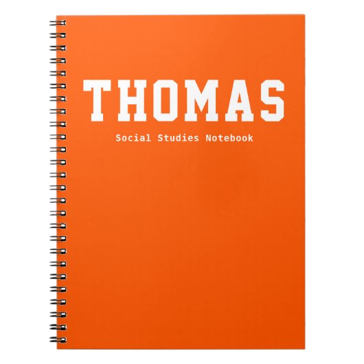 Einfache Orange Personalisiert School Notizblock (Vorderseite)