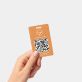 Einfache Orange QR Code Mitarbeiter-ID Ausweis (Handheld)