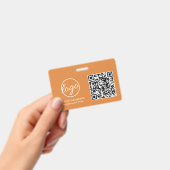 Einfache Orange QR Code Mitarbeiter-ID Ausweis (Handheld)