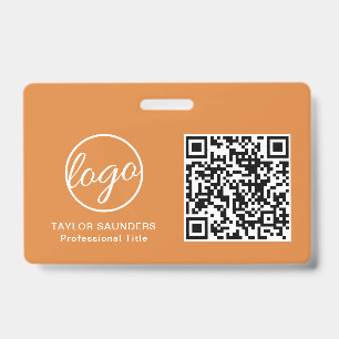 Einfache Orange QR-Code-Mitarbeiter-ID Ausweis