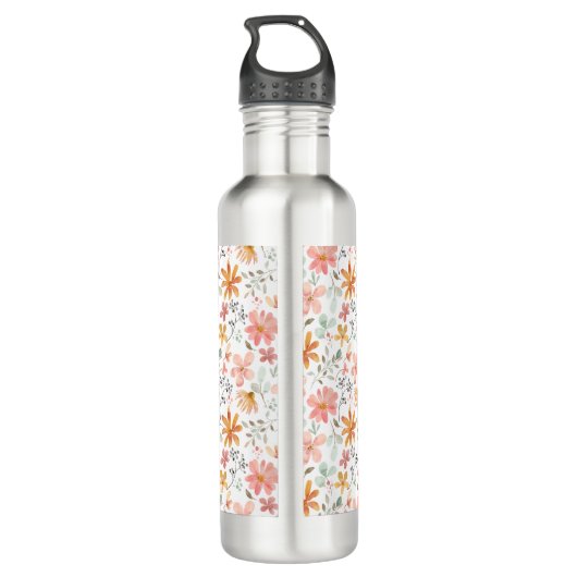 Einfache, orange-rosa Blume Edelstahlflasche (Rückseite)