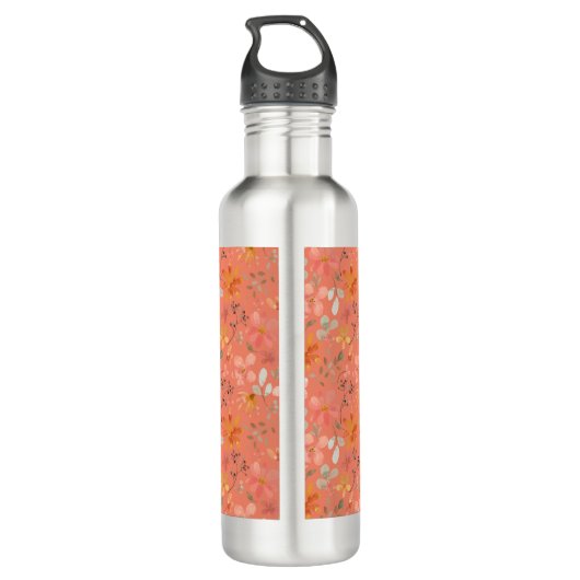 Einfache, orange-rosa Wildblume Edelstahlflasche (Rückseite)