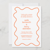 Einfache Orange Squiggle Frame Moderne Hochzeit Einladung (Vorderseite)
