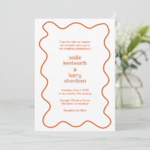 Einfache Orange Squiggle Frame Moderne Hochzeit Einladung