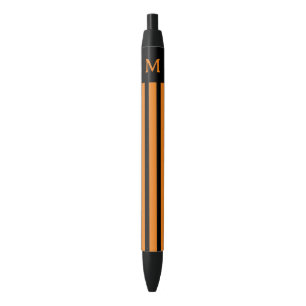 Einfache Orange Striped Initial Kugelschreiber
