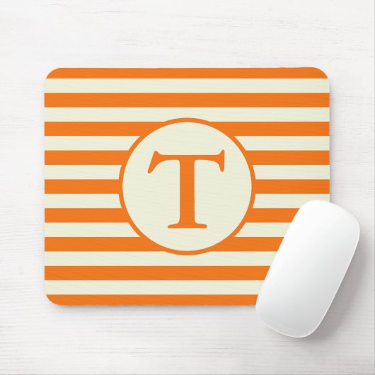 Einfache Orange- und Beige Streifen-Muster Mousepad (Mit Mouse)