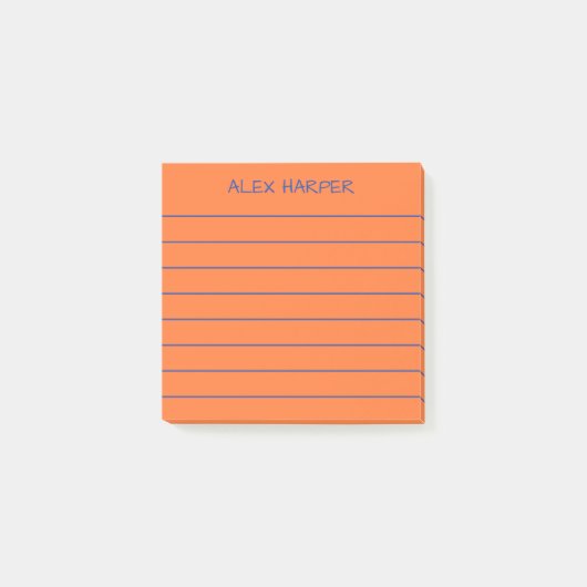 Einfache Orange- und Blauer Name Post-it Klebezettel (Vorderseite)