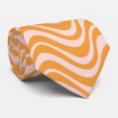 Einfache Orange und Rosa Retro Wavy Neck Tie Krawatte (Gerollt)