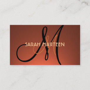 Einfache Orange verblassen Monogramm-Visitenkarten Visitenkarte