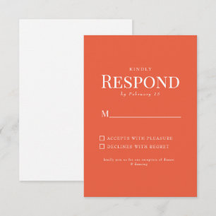 Einfache Orange Wedding RSVP Karte