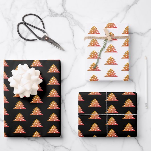Einfache Orange Weihnachtsbaum Holiday Pattern Wra Geschenkpapier Set (Vorderseite)
