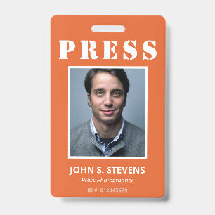 Einfache Orange-Weiße-Foto-Press-ID Ausweis