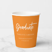 Einfache Orange White Custom Graduation Party Pappbecher (Vorderseite)