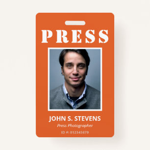 Einfache Orange White Foto Press ID Ausweis