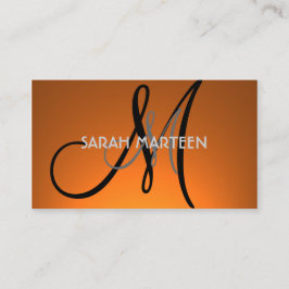 Einfache, orangefarbene, benutzerdefinierte Monogr Visitenkarte
