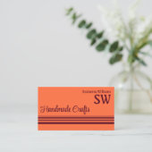 Einfache orangefarbene Streifen mit Monogram Chic Visitenkarte (Stehend Vorderseite)