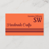 Einfache orangefarbene Streifen mit Monogram Chic Visitenkarte (Vorderseite)