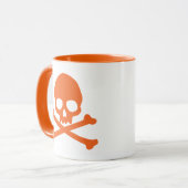 Einfache Orangen-Schädel- und Crossbones-Tasse Tasse (Vorderseite Links)