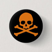 Einfache Orangen-Schädel und Kreuze Button (Vorderseite)
