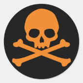 Einfache Orangen-Schädel und Kreuze Runder Aufkleber (Vorderseite)