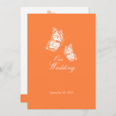 Einfache Orangenschmetterlinge Hochzeitsankündigun Einladung (Vorne/Hinten)