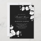 Einfache Orchideen Schwarz-weiß Elegante 2 Brautpa Einladung (Vorderseite)