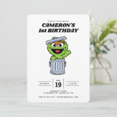 Einfache Oscar der Grouch 1. Geburtstag Einladung (Stehend Vorderseite)