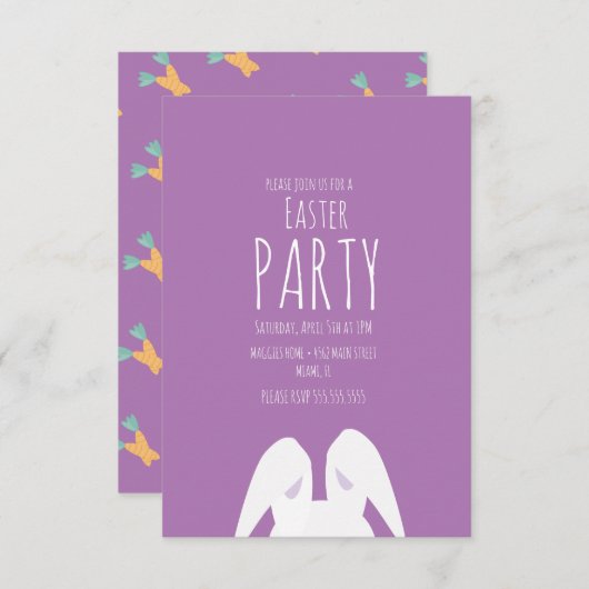 Einfache Osterfeier Party Carrot Bunny Event Einla Einladung (Vorne/Hinten)