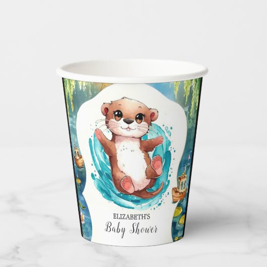 Einfache Otter Baby-Dusche Pappbecher (Vorderseite)