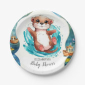 Einfache Otter Baby-Dusche Pappteller (Vorderseite)