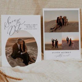Einfache Oval-Fotocollage Hochzeit speichern Sie d Einladung