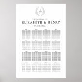 Einfache Oval-Kleider-Monogramm Schwarz-weiße Sitz Poster (Vorne)