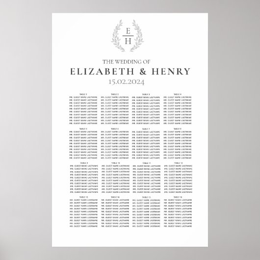 Einfache Oval-Kleider-Monogramm Schwarz-weiße Sitz Poster (Vorne)