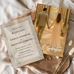 Einfache Overlay-neutrale Botanische Hochzeit Einladung