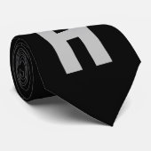 Einfache Oversized Monogram Initial Black and Gray Krawatte (Gerollt)