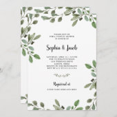 Einfache Paar-Dusche des Aquarell-Grün-| Einladung (Vorne/Hinten)