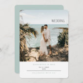 Einfache Paare Foto Hochzeit am Strand Einladung (Vorne/Hinten)