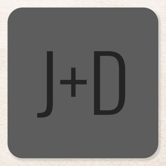 Einfache Paare Initialen | Schwarzer und grauer Pl Rechteckiger Pappuntersetzer (Vorderseite)