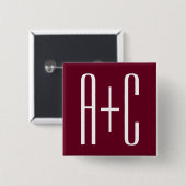 Einfache Paare Initialen | White & Burgund Button (Vorne & Hinten)