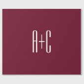 Einfache Paare Initialen | White & Burgund Geschenkpapier (Flach)