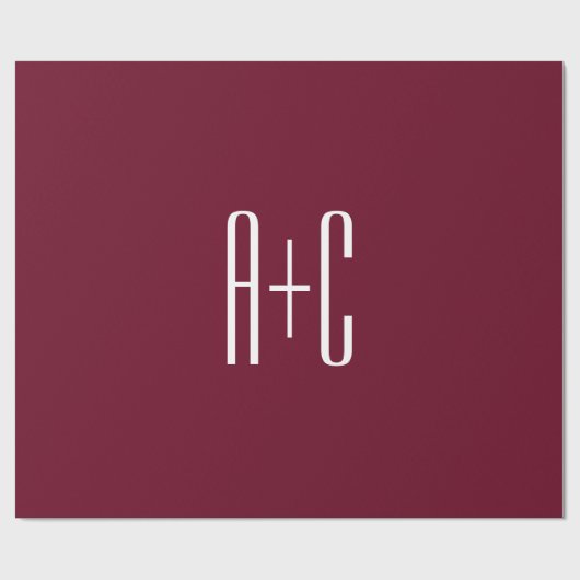 Einfache Paare Initialen | White & Burgund Geschenkpapier (Flach)